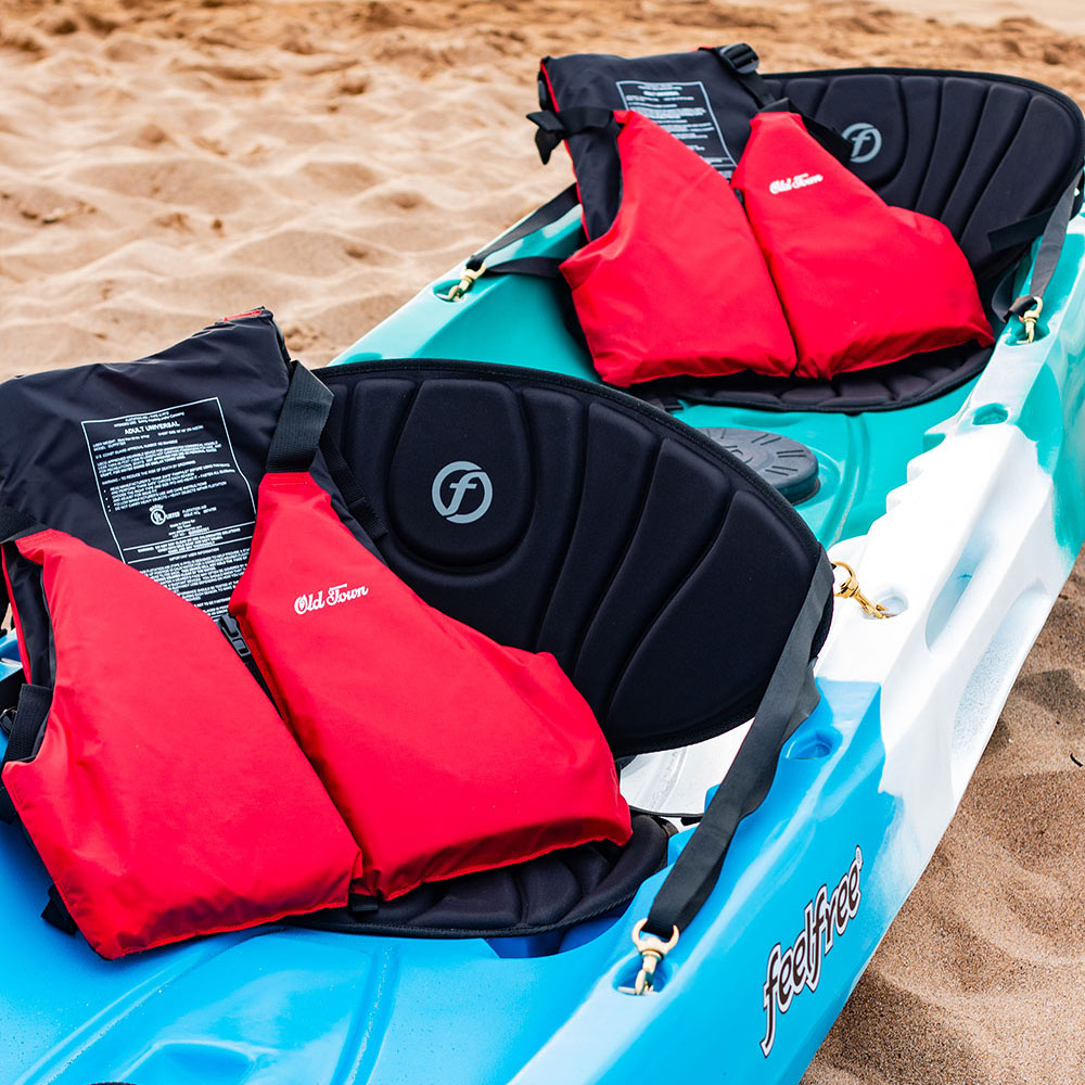kayak with life jackets